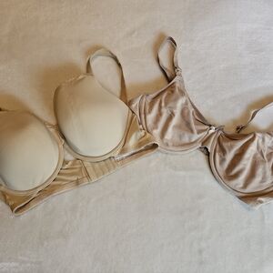 Two Beige Nursing Bras in Size 38C